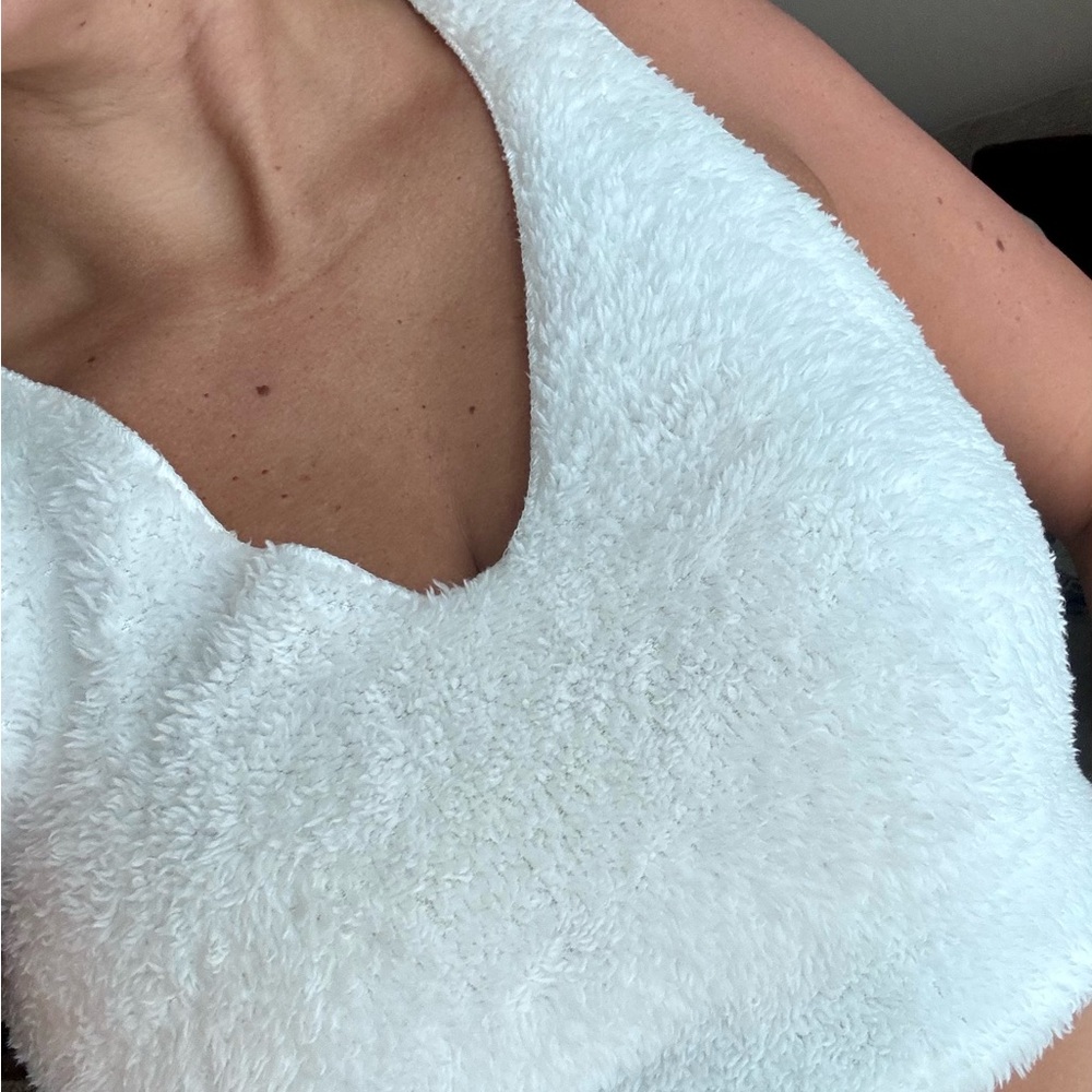 White Fuzzy Sleeveless Top